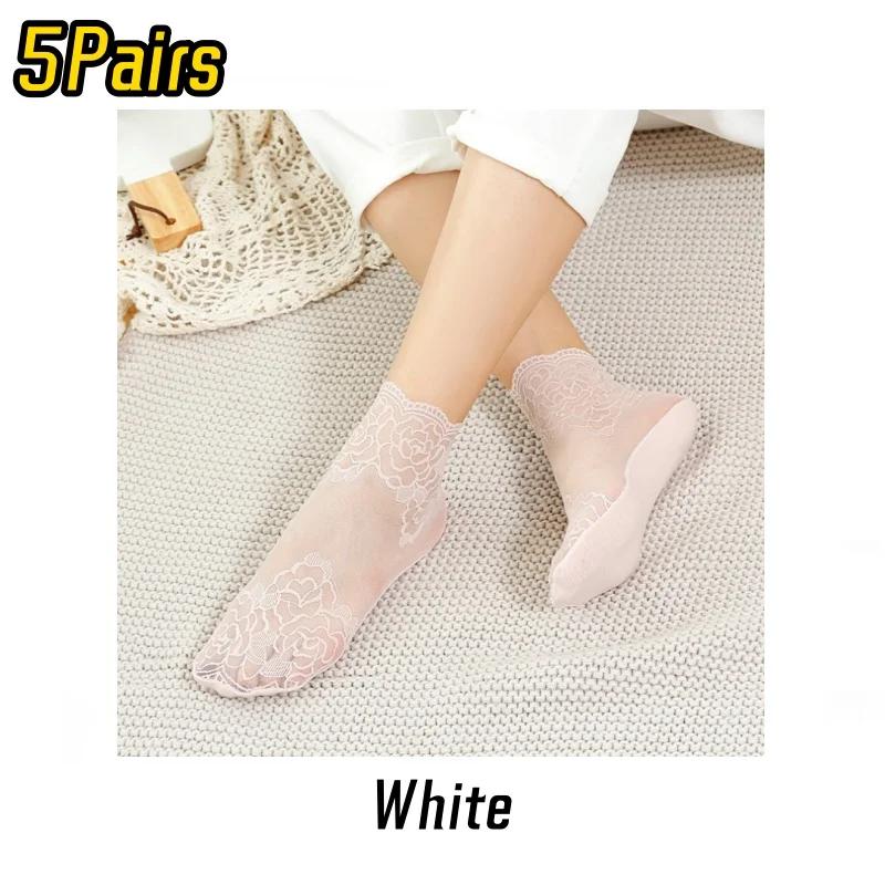 20 Paare Lolita Spitze Unsichtbare Damen Socken Sommer Dünne Sektion Hohl Mesh Spitze Blume Baumwollsohle Bequeme Atmungsaktive Socke