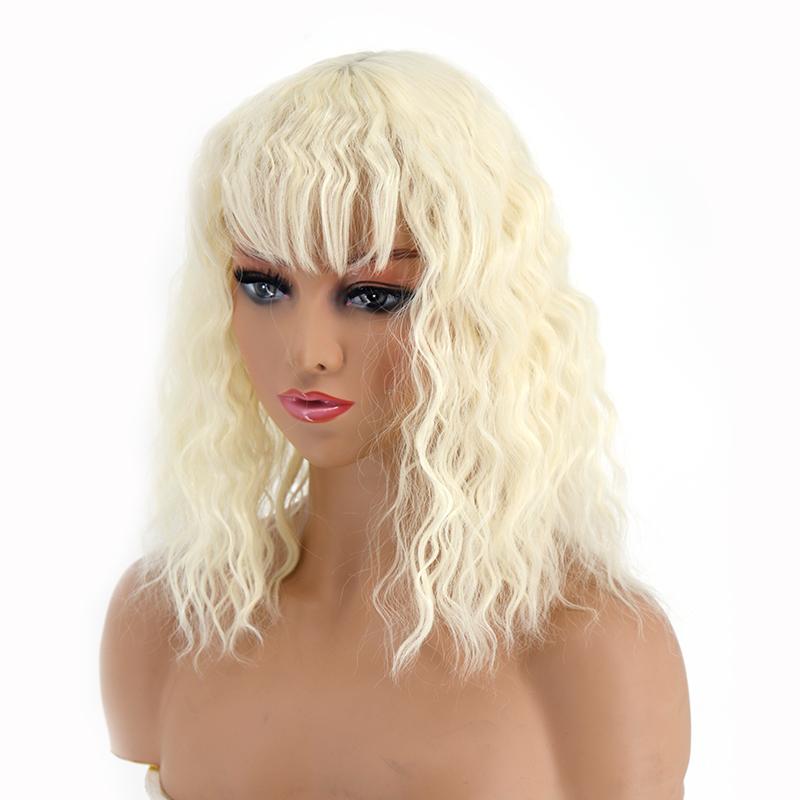 LISI HAIR Women Short Curly Hair Piece with Bangs Natural Corn Perm Hair Extensions Synthetic Fiber Wig Party Daily Use