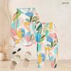 Women Plus Size Multicolor Printed Two Piece Set Long Sleeve Hooded Top Cuffed Pants