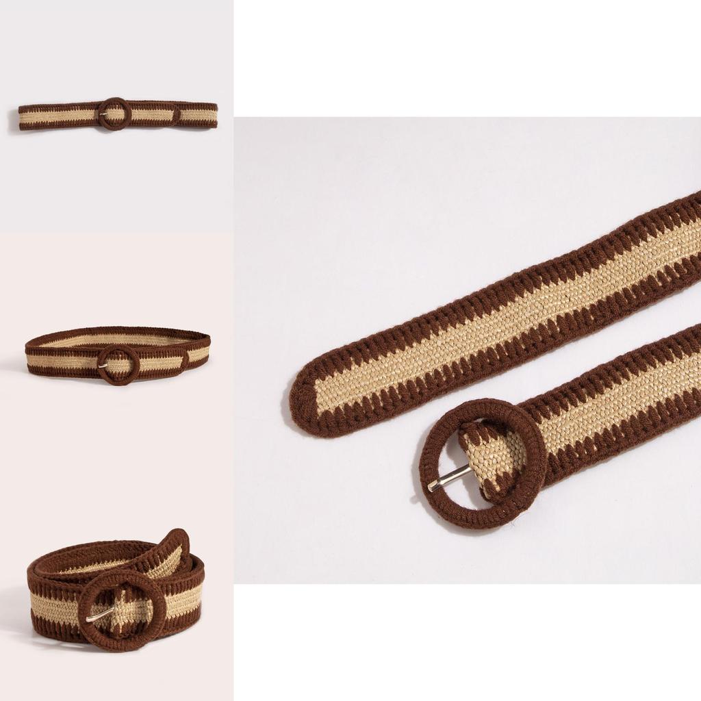 Boho Inspired Womens Stretchable Fabric Belt With Alloy Buckle For Casual Wear