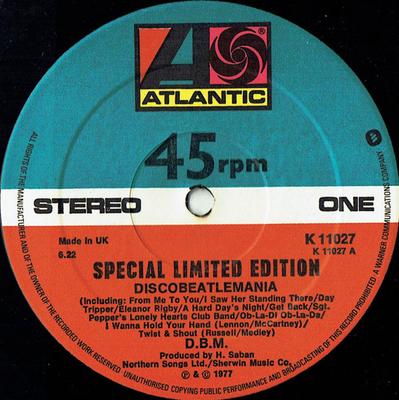 12inch Record D.B.M. - Discobeatlemania K11027 Atlantic 1977 UK Soul/Funk Used