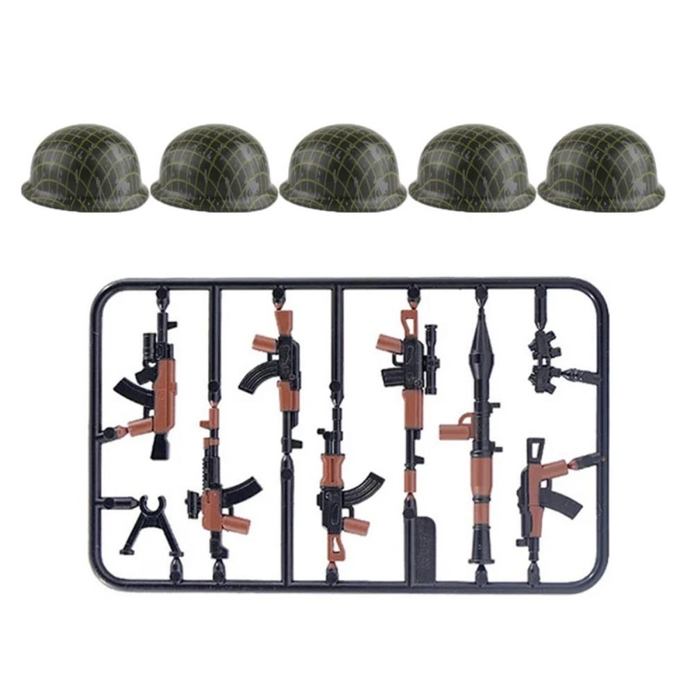 WWI WWII Building Blocks Soldiers Military Accessories Bomb Two-color Gun Mini Brick Weapons Gift Toy AKM Helmet RPG Grenad X026