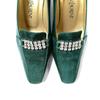 Used Yves Saint Laurent Pumps Green Suede Enamel Bijou 36 (23cm) Heel 6cm