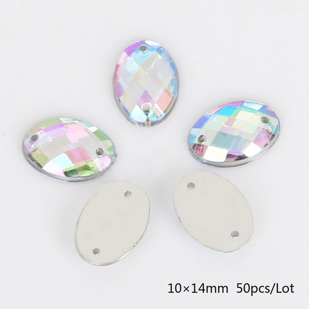 Round Multi-Faceted Acrylic Rhinestones with Double-Hole Flat-Back for Jewelry Accessories
