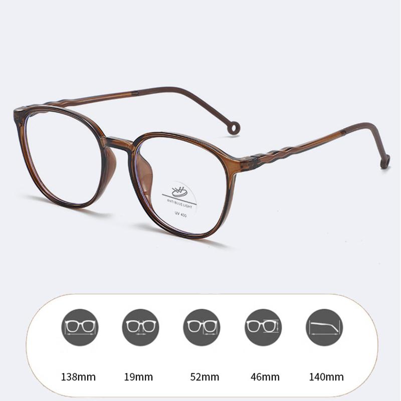 TR90 Fashionable Glasses Frame For Women Without Makeup Blue Light, Square And Round Face, Large Frame Eye Frame 9029
