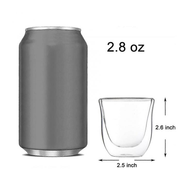 4 Pack 80ML Espresso Cups, Double Wall Thermo Insulated Espresso Cups, Glass Coffee Cups