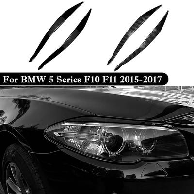 For BMW 5 Series F10 F11 2015-2017 ABS Car Headlights Eyebrow Eyelids Trim Cover Cover Accessories Black/Carbon Look