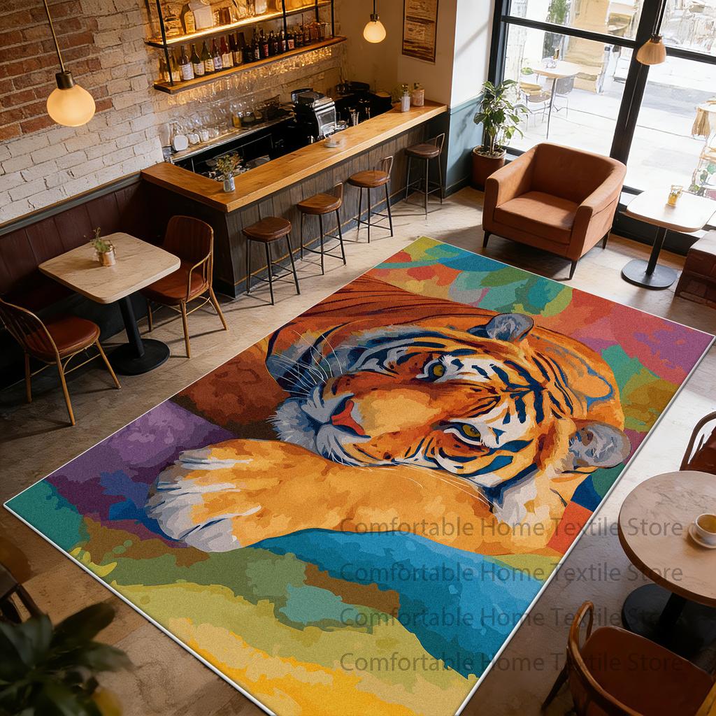American Retro Tiger Style Coffee Tables Mat Decoration Living Room Washable Fluffy Rug Large Area Non-slip Short Velvet Carpet