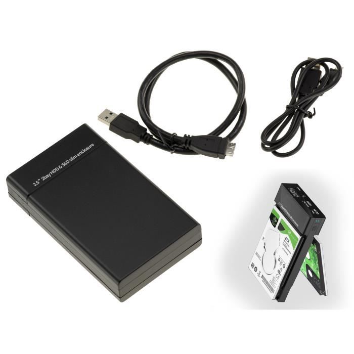 Boitier Externe - Materiel - USB 3.0 - 2 Baies SATA 2.5" - Support RAID 0/1/0+1 - Noir