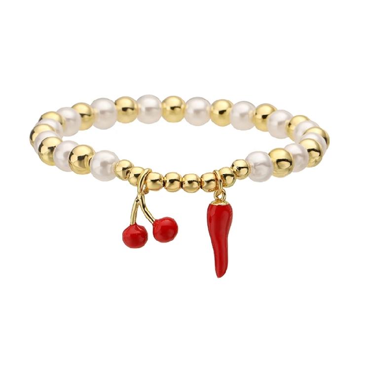 Handmade Fruit Beads Bracelet Fashion Wrist Jewelry Chain Wristband Copper Texture Suitable for Parties and Celebration