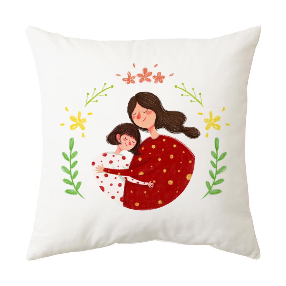 

Mother s Day Pillowcase Single-sided Printed Cushion Cover Sofa Pillow Peach Skin Velvet Linen Pillowcase 45*45cm