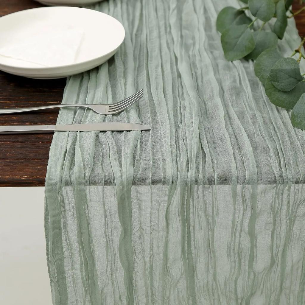 20/10/6 Pcs Cotton Gauze Table Runner Wedding Decoration Sage Green Cheesecloth Tablecloth Wedding Party Bridal Shower Decor