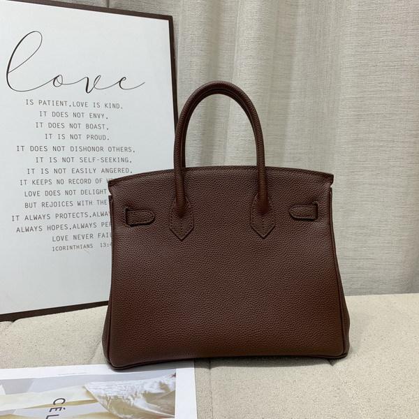 Gold Button Silver Cowhide Togo-202530 Genuine Leather Women's Bag Portable