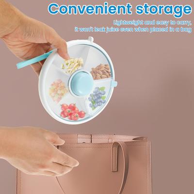 5 Compartments Toddler Snack Spinner Box Portable Snack Serving Tray Divided with Lid Food Box for Snack Candy Nut Picnic Travel