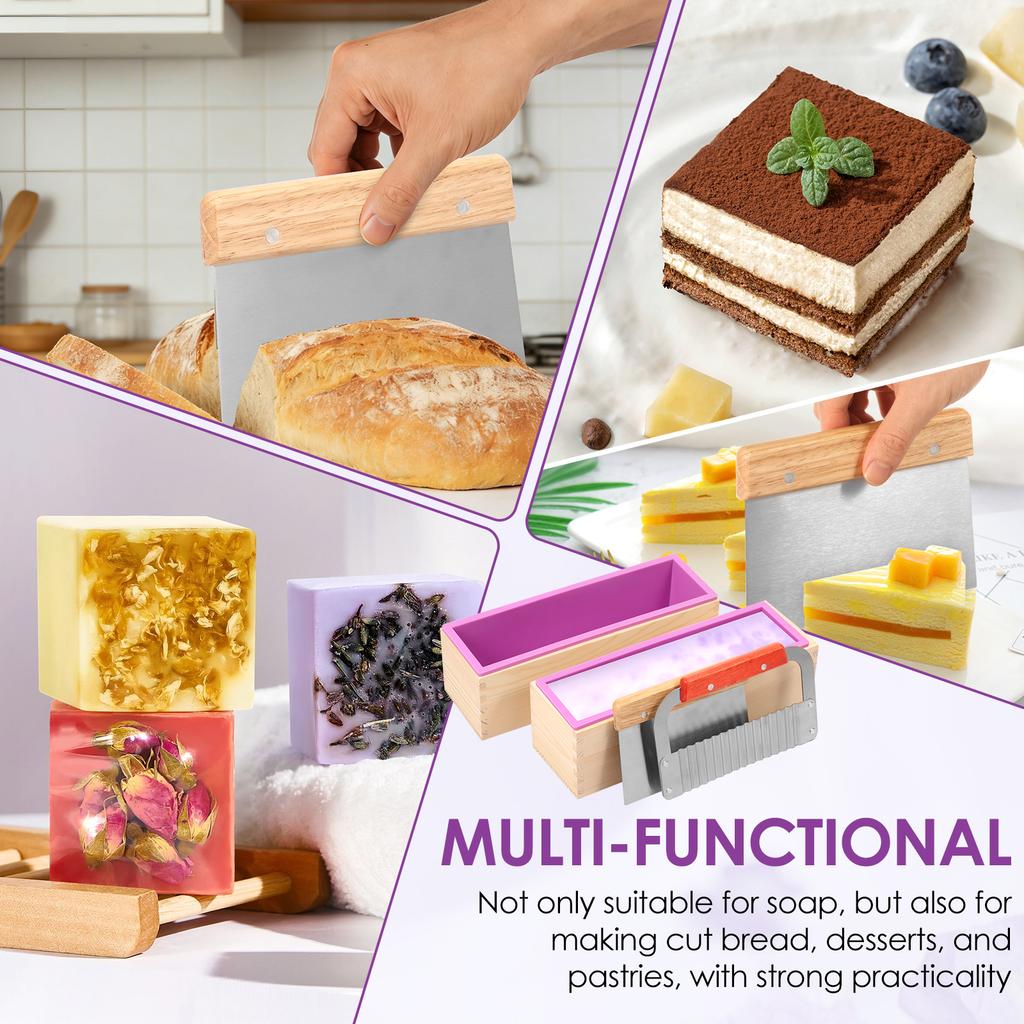2 Stück Silikonseifenform DIY Kuchen Toast Brot Backform mit Holzkisten Handwerk Seifenherstellung Form für Zuhause und Küche