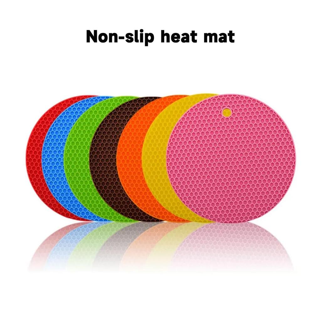 Runde isolierende Silikonmatte, rutschfest, hitzebeständig, Verbrühungshemmend, Waben-Mikrowellenmatte, Topflappen, verdickte Untersetzer