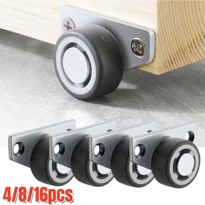 Mini Directional Track Pulley Silent Rubber Furniture Casters  For Trolley Drawer Kitchen Cabinets