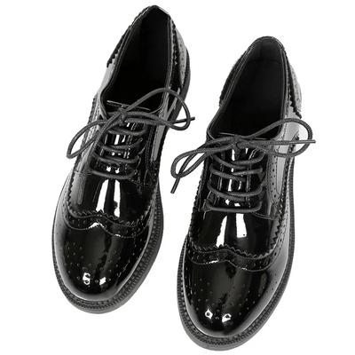 Fashion 2025 Autumn Women Oxford Flats Shapes Brogue Leather Full Black Office Outsole Mole Female Ballet Derby Shoes Ladies Work Shoes