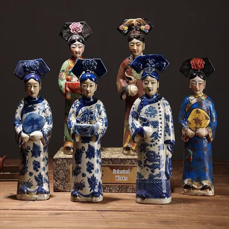 Creative Chinese Court Lady Ceramic Figurine for Modern Home Decor