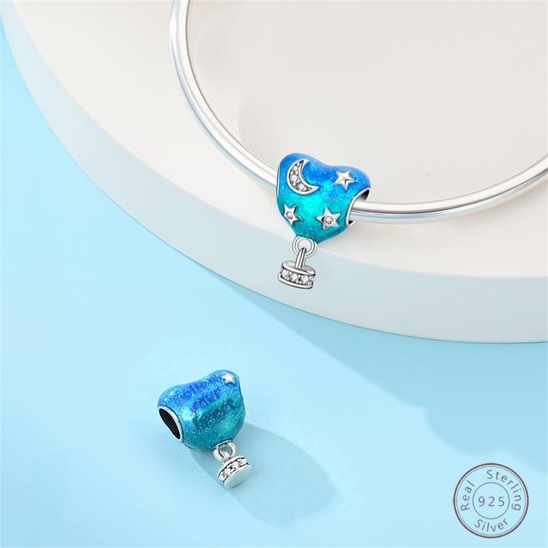 New Original Copper Beaded Bow Charm Blue Beads For Women Exquisite Diy Birthday Jewelry Gifts