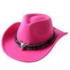 Dark purple Cowboy Hat New Jazz Knight hat cowboy hat monochrome felt hat men's and women's large brim outdoor hat
