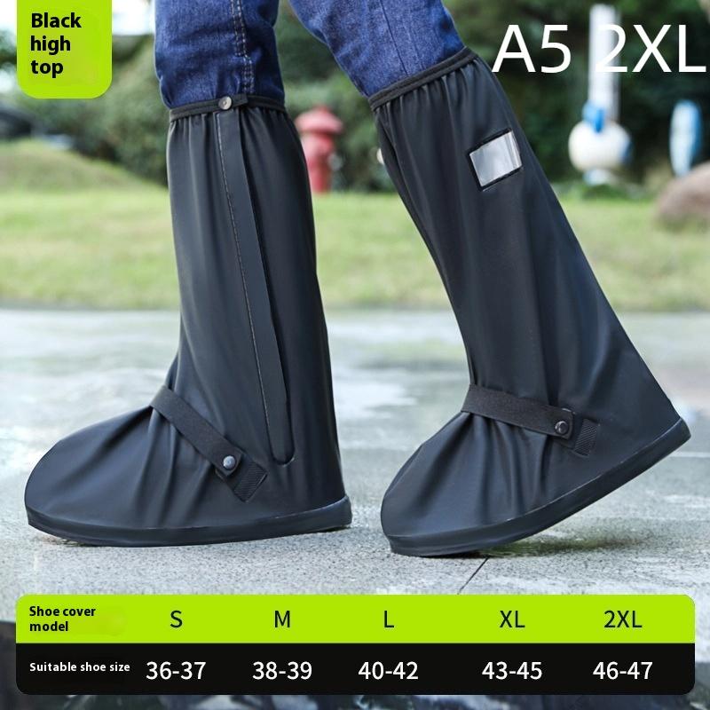 1Pair Rain Boot Shoe Cover Black Waterproof Reflective High Top Reusable Motorcycle Cycling Bike Clear Wear Shoes Dust Covers