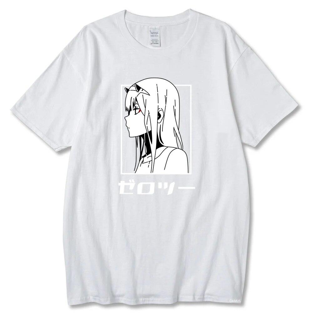 Tricou cu anime japonez Darling In The Franxx unisex Kawaii Cartoon Zero Two Tricou Harajuku Unisex Topuri Unisexga Tricou grafic Bărbați Unisex