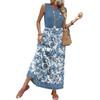 Sleeveless Round Neck Floral Print Maxi Dress Casual Loose Fit Long Dress Lightweight Summer Sundress for Women