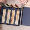 Hand Painted Four Seasons Theme Wooden Bookmarks Natural Golden Nanmu Wood Tassel Oriental Vintage Gift for Reading Lovers