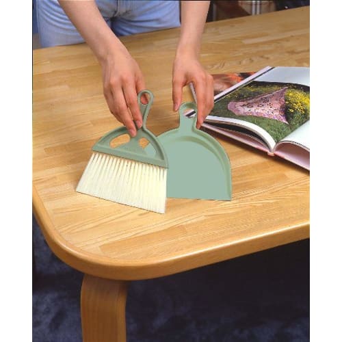 Azuma Industrial Table Broom, Compact Broom and Dustpan Set, for Cleaning Tabletop Crumbs and Food Spills, 17cm Wide Dustpan, AG710