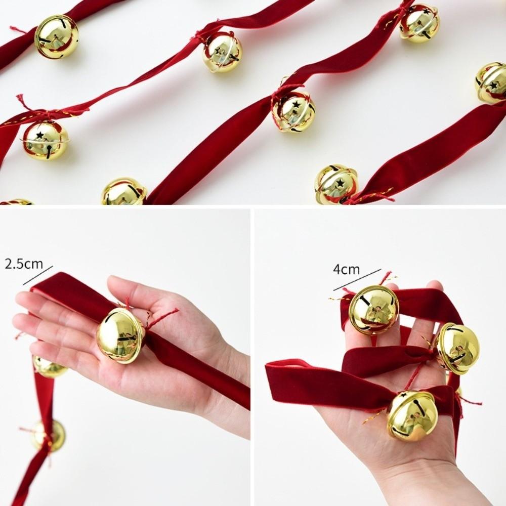 Red Ribbons Bell Pendants 2.7m Xmas Tree Hanging Bells  Festive Atmosphere