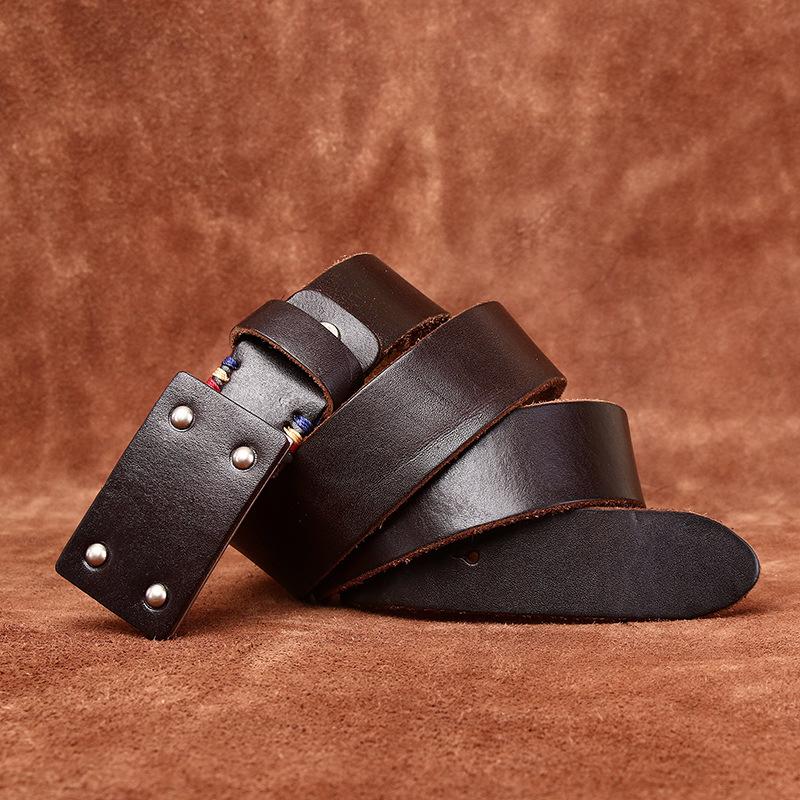 

Ретро универсальный индивидуальный тренд утолщенный сверхтолстый первый слой коровьей кожи гладкий ремень с пряжкой мужской ремень из натуральной кожи с пластинчатой пряжкой мужской 130cm