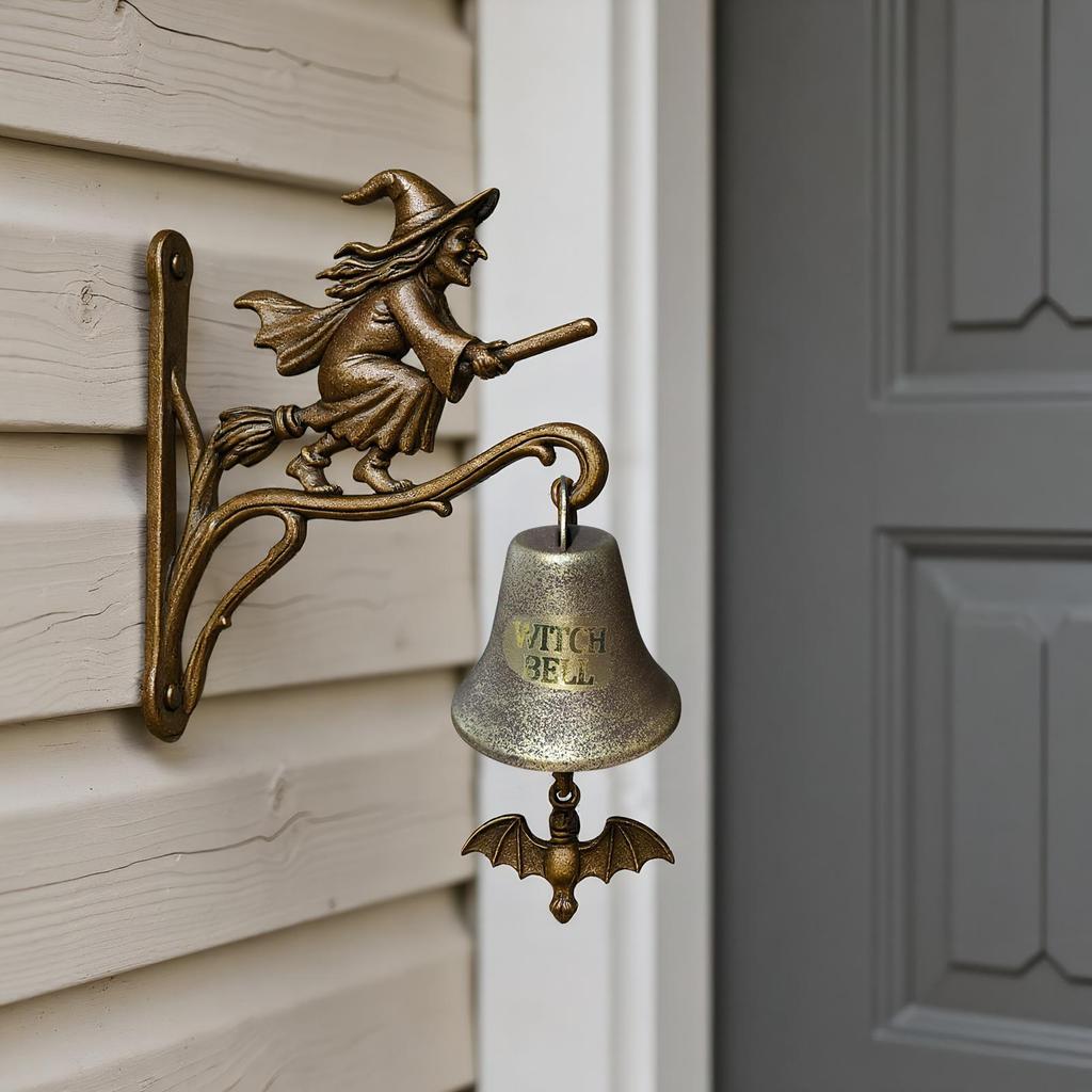 Witch Bell Wind Chimes Witch Iron Broom Door Hanger Hanging Decor Garden Decor Outside Doorbell for Cottage Porch Entrance Shop