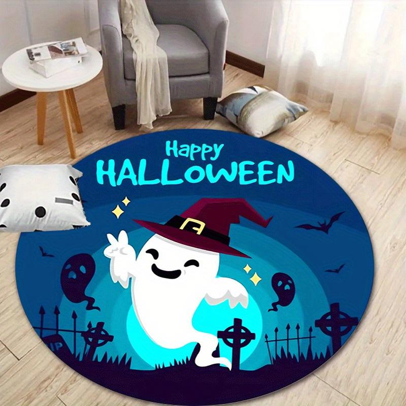 

1pc Soft, Absorbent & Non-Slip Happy Halloween Round Rug, Perfect for Entryway, Living Room, Bedroom Decor, Machine Washable Flannel Memory 80cm by 80cm