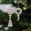 2pcs Woven Christmas Wreaths Pendant Cotton Rope Christmas Tree Ornaments Boho   New Year