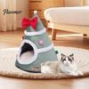 Washable Cat Bed for Small Pets Christmas Tree Bed, Plush Cave with Removable Cushion, Non-slip Cozy Winter Pet Bottom, House Indoor Cats Kittens
