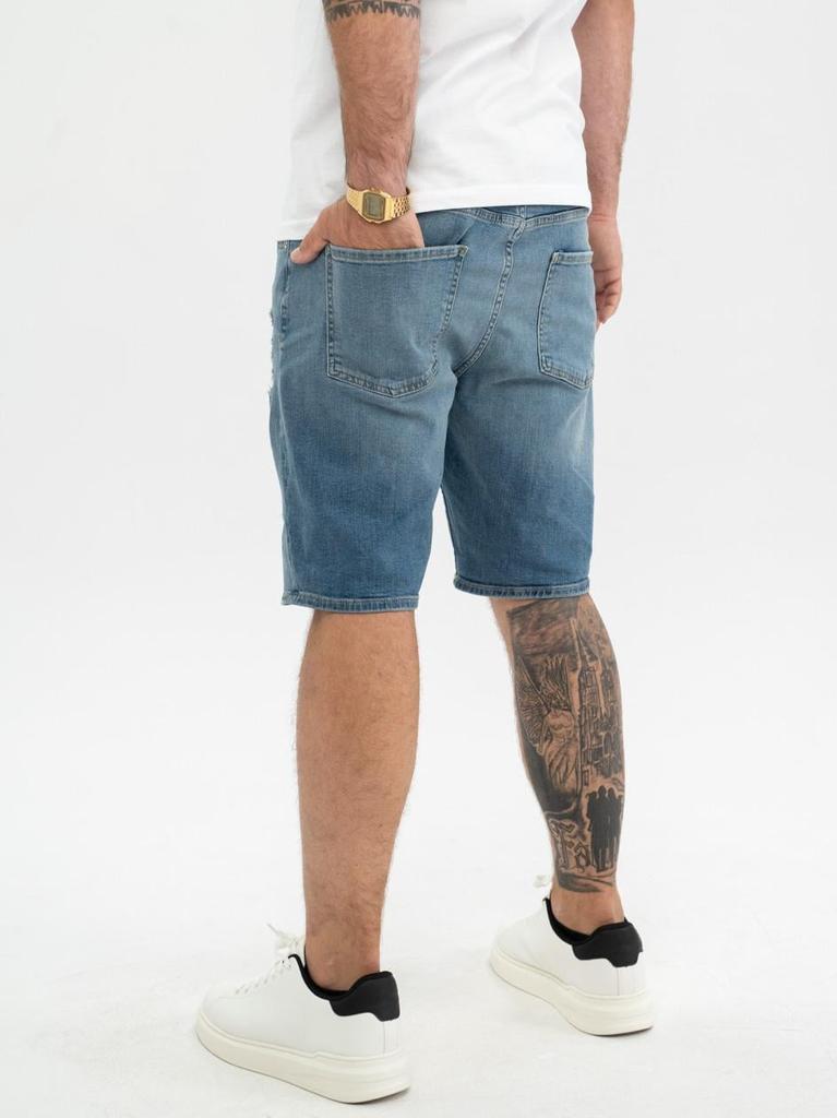 Herren Washed Blue Denim Shorts MyStars Damage 28