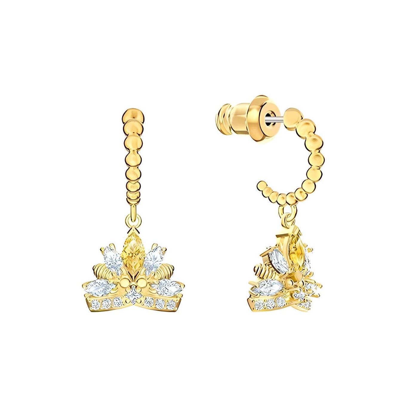 Swarovski Bee A Queen Crown Rights Earrings Women Earrings 5490439 Gold