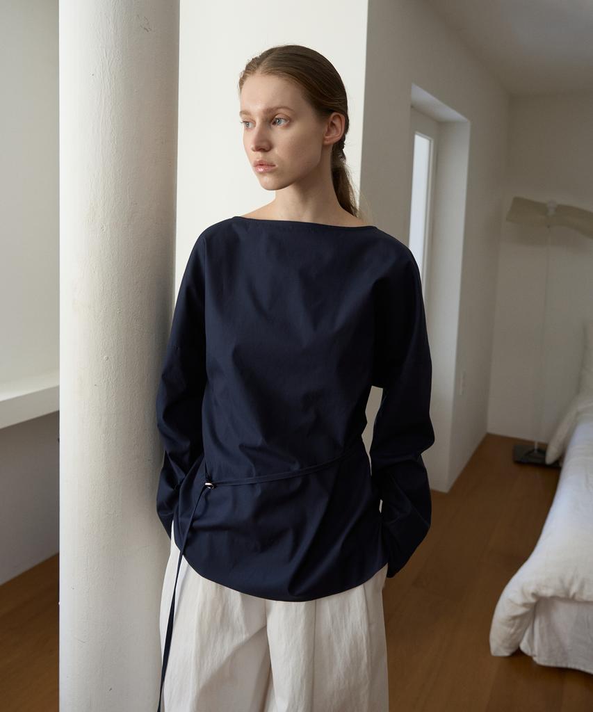FROMWHERE Boatneck Blouse Navy