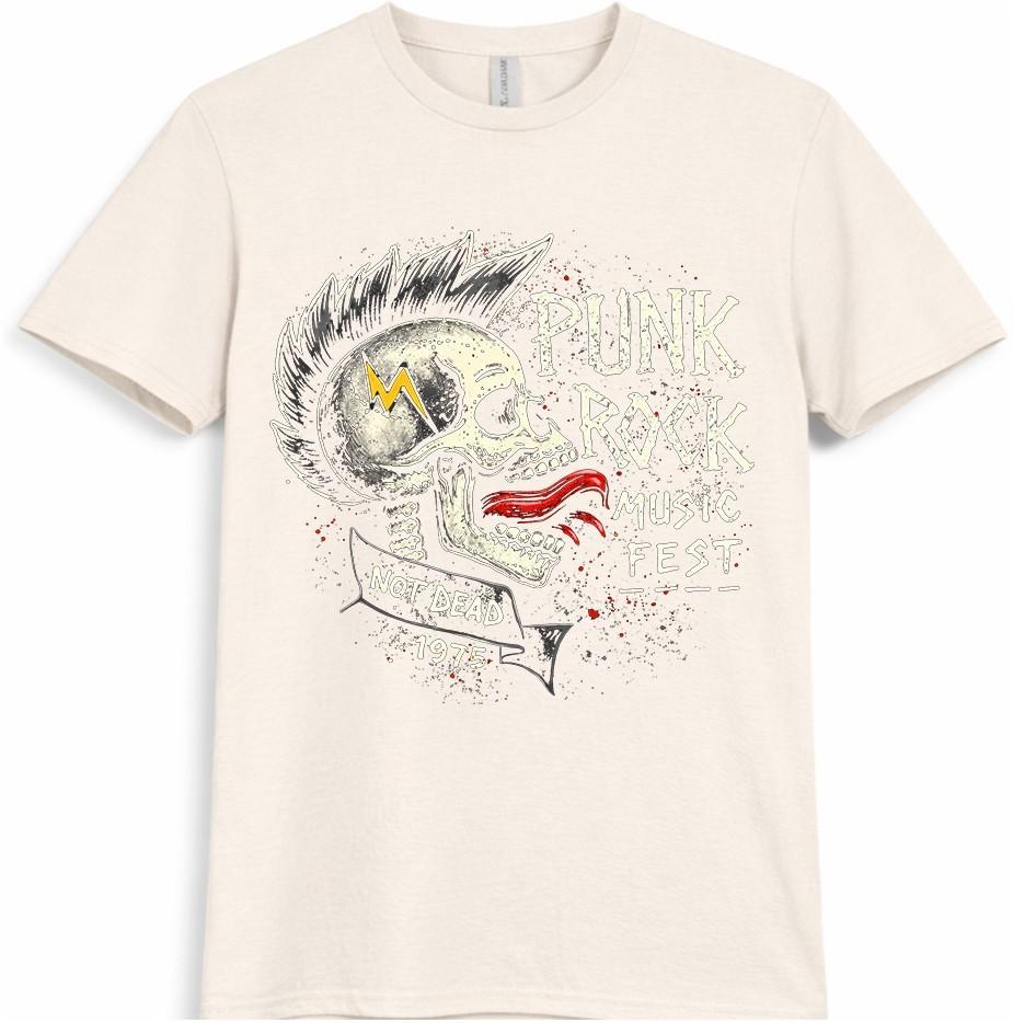 Punk Rock T Shirt Skull Music Festival Vintage Rock Band Graphic Tee