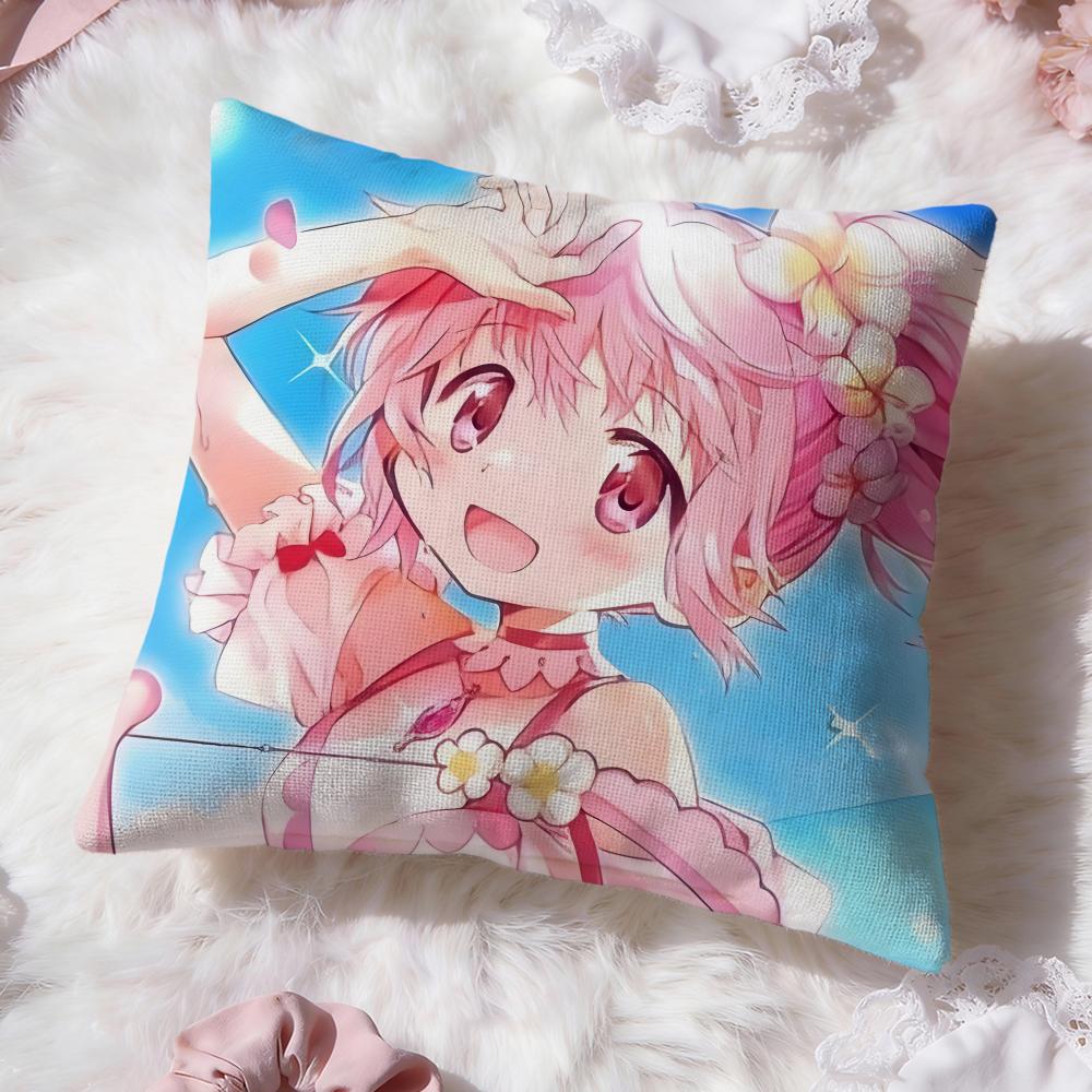 p-Puella Magi Madoka Magica Cushion Cover Premium Comfort Reversible Pillow Cove -Two in One Design for Any Room & Car Interior