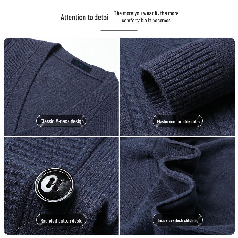 SHANSHAN Men's 100% Pure Wool V-Neck Pullover Sweater