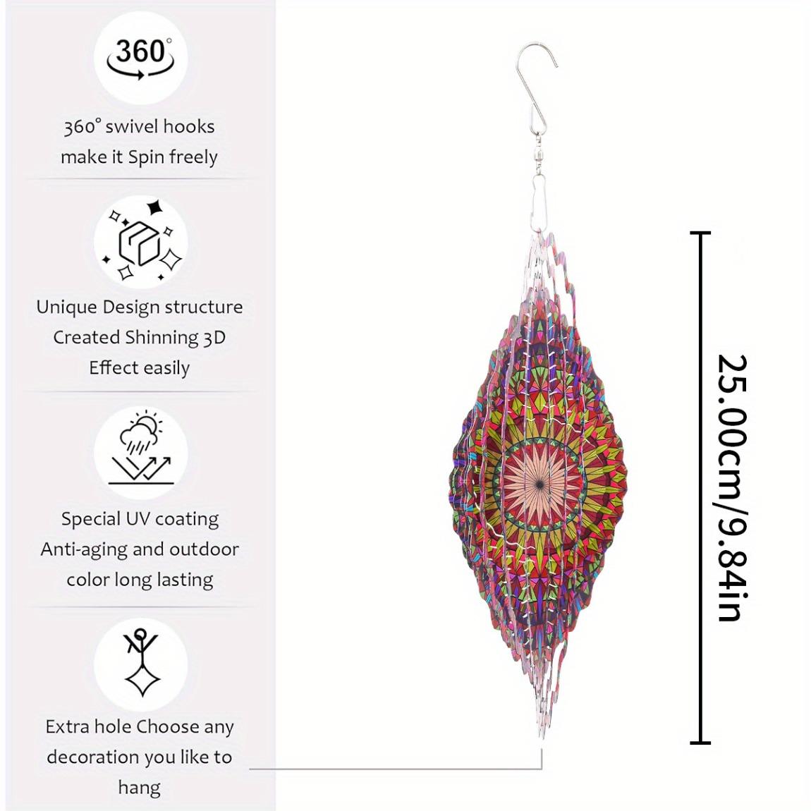 

Мандала Ветряк 3D Кинетическое Металлическое Искусство для Сада Патио Домашнего Декора 25.4см Геометрическое Подвесное Украшение Для Дома и Улицы Не Требуется Электричество 01A