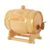 0.66 Gallon Pine Wood Wine Barrel – Vintage Barrel with Stainless Steel Hoops & Faucet – Home Brewing & Party Dispenser – Natural Wood