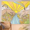 1 Vintage Boho Decor Sun And Moon Tapestry Retro Abstract Boho Wall Hanging Hippie Meditation 70S Rainbow Sunrise Sunset Bedroom