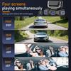1080P HD dashcam with 360° all-around coverage, featuring four built-in cameras front and rear. Equipped with infrared night vis