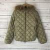 DUVETICA Quilted Down Jacket with Natural Raccoon Fur Trim/Women's 38/Khaki/