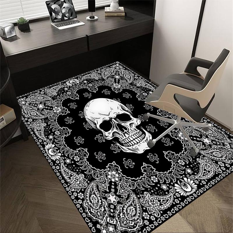 1PC Skull Paisley Extra Large Non Slip Floor carpet, Office, family, bedroom Large Area Rug Indoor Rugs, Vibrant Colors