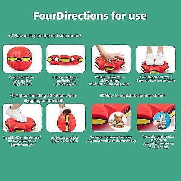 Flying Saucer Toy Ball, Magic Deformation UFO Toy for Kids Pets, Dog Outdoor Toys Flying Ball (Red, 3 Lights)