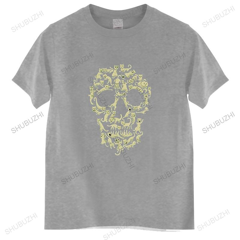 

Cat Skull T-Shirt Parody Cute Kitties Creat Design Animals Lovers Funny High Quality Crew Neck Short Sleeves S